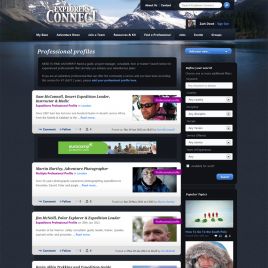 Screenshot of the Social network for Explorers and Adventurers website