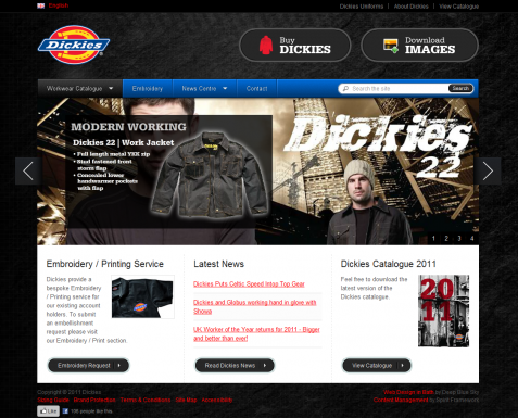 Screenshot of the Dickies Workwear website