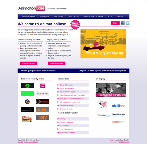 Screenshot of the AnimationBase Recruitment website