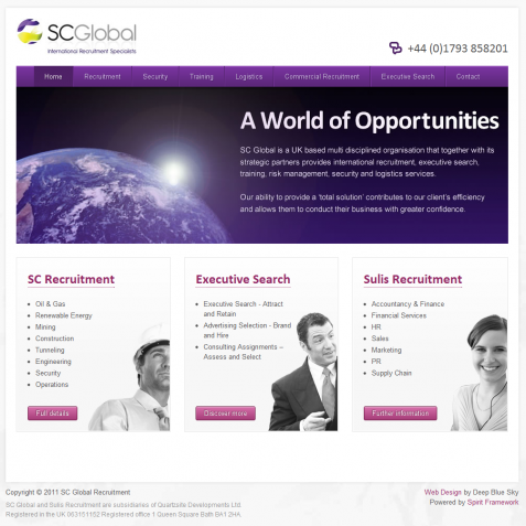 Screenshot of the SC Global Recruitment website