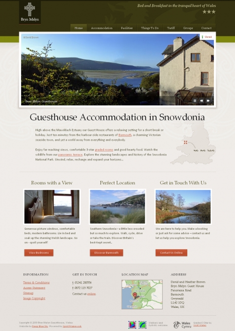 Screenshot of the Bryn Melyn Guesthouse website