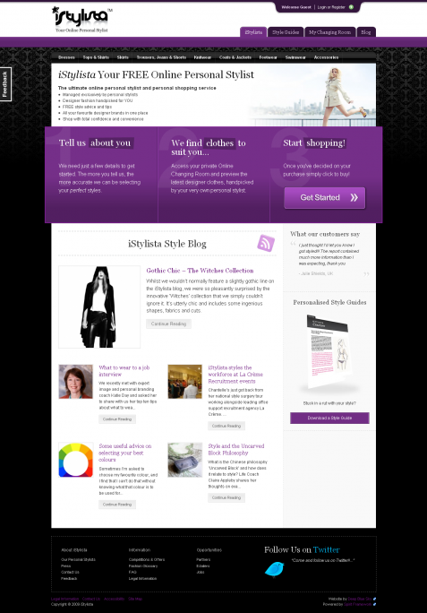 Screenshot of the iStylista website